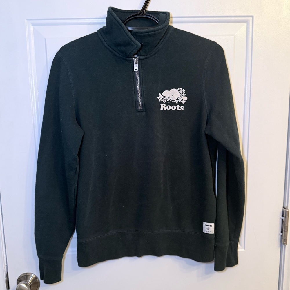Roots Women's Dark Green Zip-Up Sweater